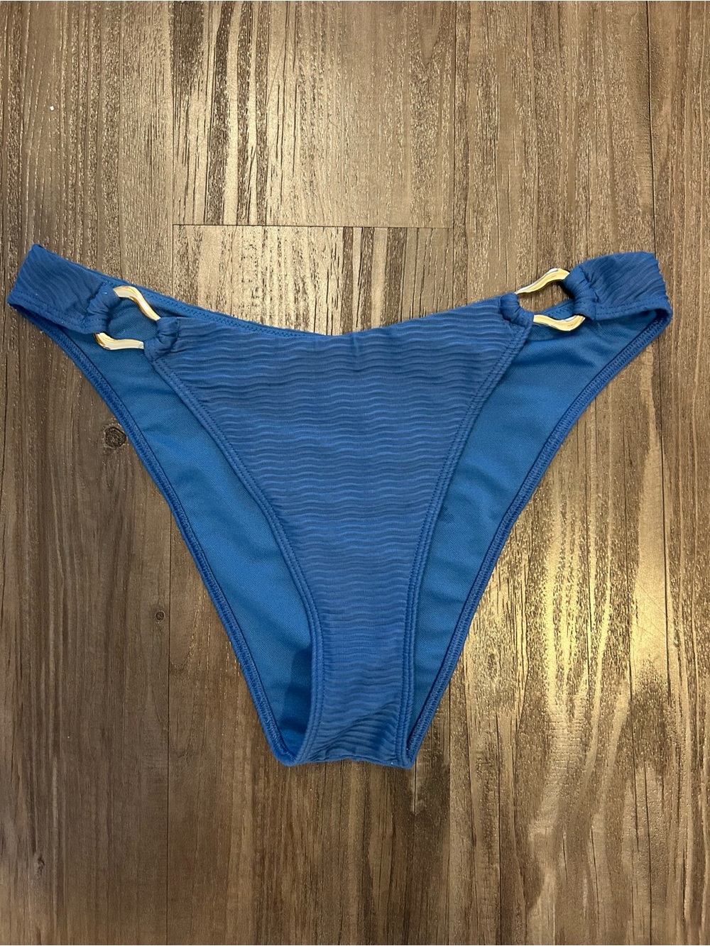 Abercrombie & Fitch Blue Bikini Bottom with Gold Rings